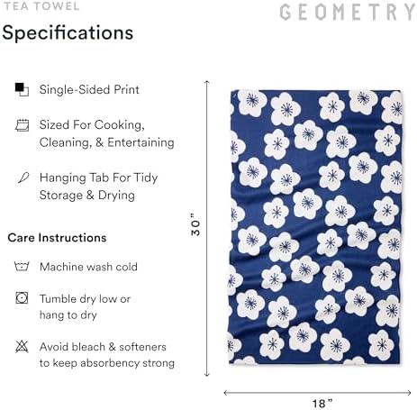 GEOMETRY Kitchen Tea Towels - Quick Dry Microfiber Dish Towels for Kitchen Every Bloom, 18" x 30" 2 Pack