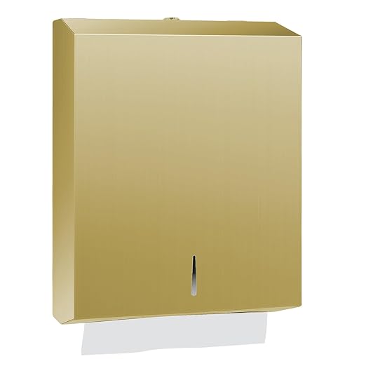 Paper Towel Dispenser Wall Mount, Brushed Gold Stainless Steel Commercial Paper by Stardrix