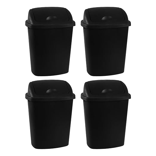 4 Pack Swing Top Trash Can, 6 Gallon Plastic Garbage Bins by Julyeen