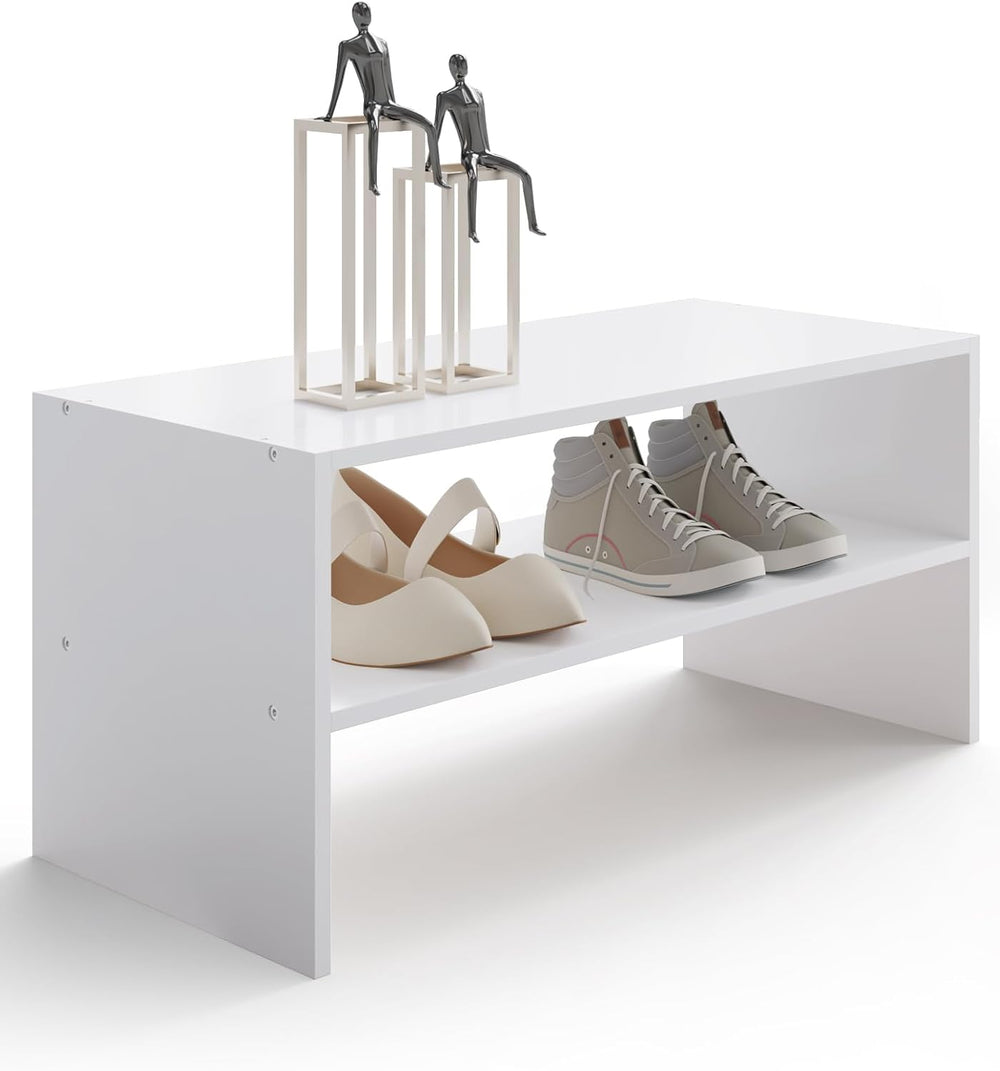 2-Tier Stackable Shoe Rack, Holds 6–9 Pairs, 24.6 Inches, White