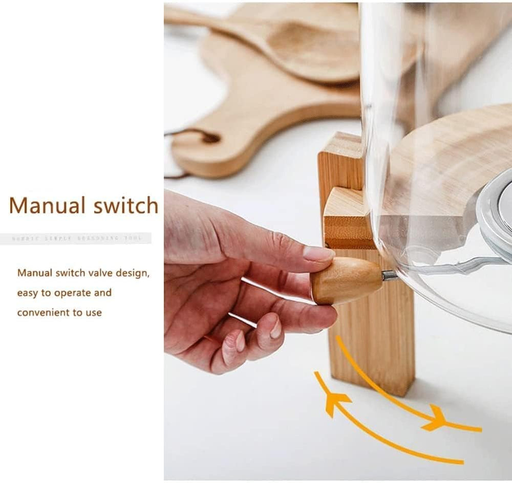 L'ÉPICÉA Glass Rice Dispenser with Bamboo Stand, Large Airtight Rice Stor...