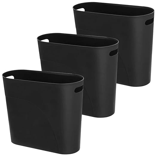 HZSOOCH 3 Pack Slim Waste Basket 3.2 Gallon 12L Plastic Small Trash Can by Unknown