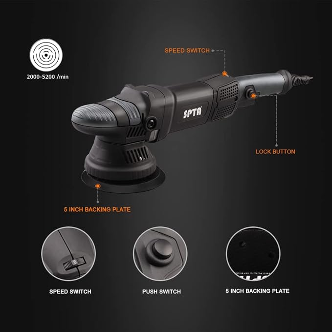 Buffer Polisher, SPTA 5-Inch 125mm Dual Action Random Orbital Car Polisher - Image 3