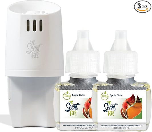 Scent Fill Apple Cider Plug in Air Freshener, Scented Oil Refills, 2 Refills + by ScentFill