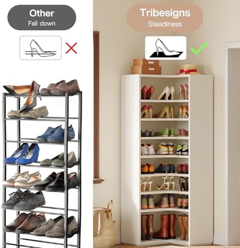 Tribesigns Corner Shoe Rack for Closet, 9-Tier Modern Corner Shelf Organizer,...