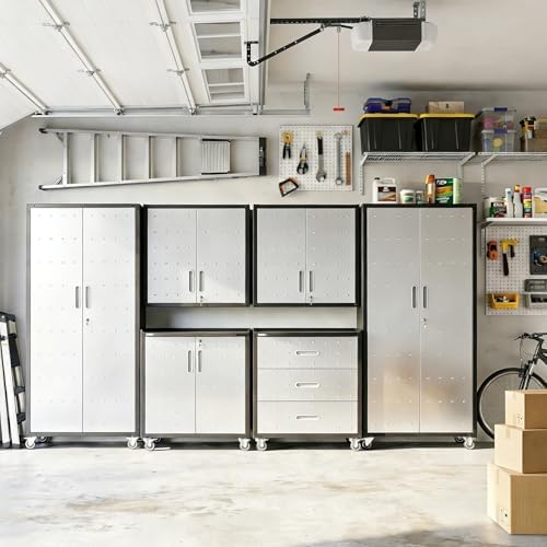 Garage Cabinet System | Heavy Duty Steel All-in-One Modular Garage Cabinet Se...