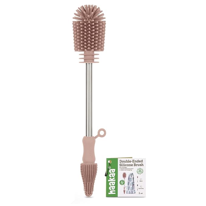 haakaa Cleaning Brush Silicone Bottle Brush Double-Ended Soft Silicone Bristles by haakaa