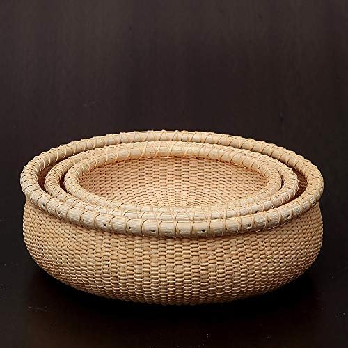 Open Round Nantucket Basket Fruit Basket Desktop Organizer Bread Basket stave...