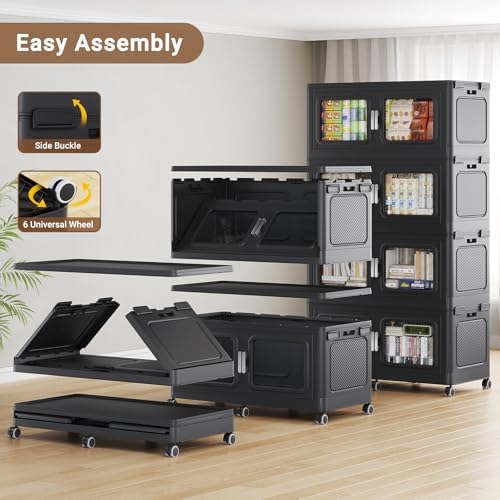 BROVIEW 660 Qt Extra Large Stackable Storage Bin with Lids, 3 Pack Black