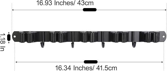 voze 5 Racks and 4 Hooks Mop and Broom Holder Wall Mount, Self Adhesive Heavy - Image 6