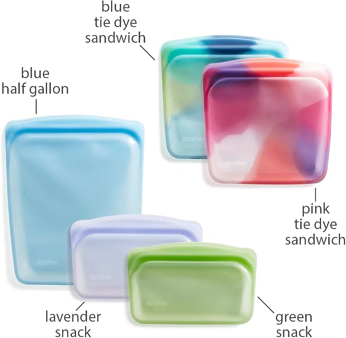 Stasher Premium Silicone Reusable Food Storage Bags, Tie Dye Multi, Lunch Bag - Image 5