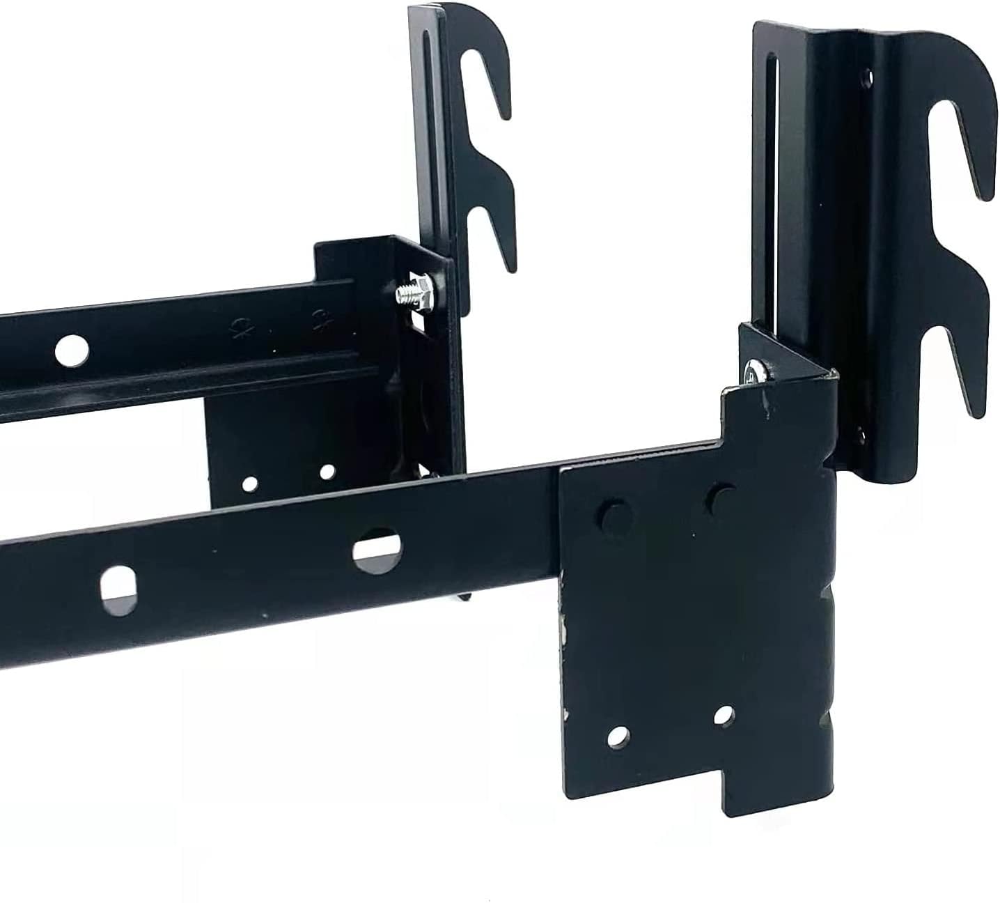 2Pcs #711 Bolt-On to Hook-On Bed Frame Conversion Brackets for Headboard or Footboard,Bed Hook Adapter kit with Hardware, Hook on Bed Rails Brackets(Black)