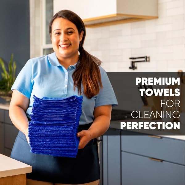 Microfiber Wholesale 12" x 12" MW Pro Multi-Surface Cleaning Cloths Dark Blue - Image 4