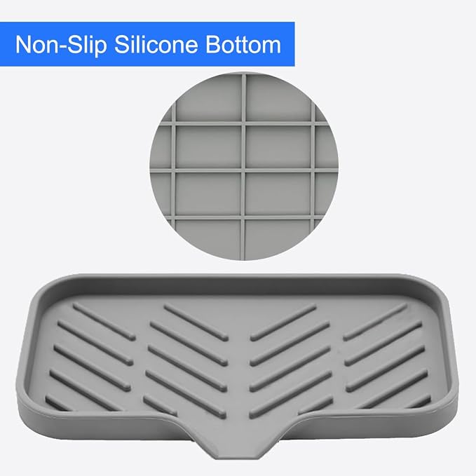 Sponge Holder for Kitchen Sink, Silicone Sponge Dish Tray - Image 7