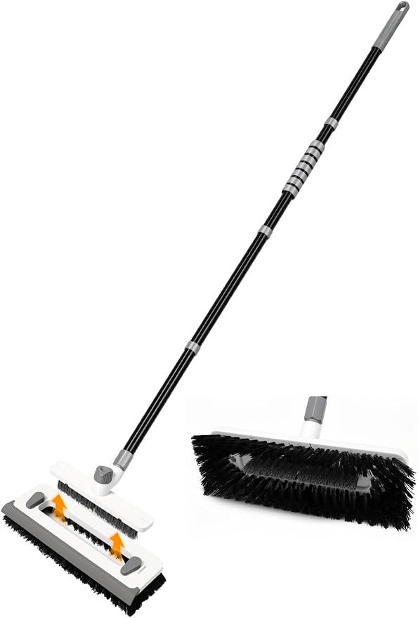3 in 1 Floor Scrub Brush with Long Handle 55" Push Broom Stiff Bristle Scrubber by Unknown