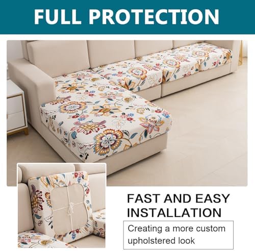 KRFOONN Waterproof Couch Cushion Covers Stretch Seat Cushion Cover Sofa Covers Washable Separate Sectional Sofa Slipcover Furniture Protector with Elastic Bottom (3PC Seat or Backrest Cover, 03)