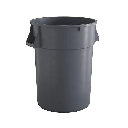 44 Gallon Gray Round Commercial Trash Can by Krollen+Industrial