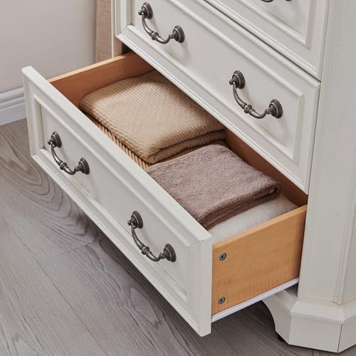 T4TREAM Farmhouse 5 Drawers Dresser for Bedroom, 48" Tall Wood Rustic Ch...