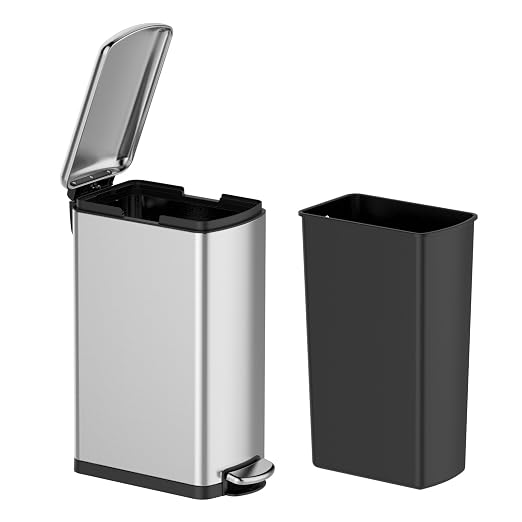 30 L Kitchen Step Trash Can, 8 Gallon Narrow Stainless Steel Waste Bin - Image 3