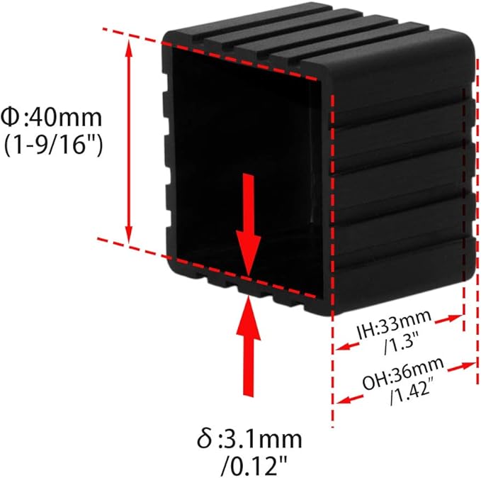 Flyshop Anti-Skid Non-Marking Synthetic Rubber Patio Chair Table Leg Caps - Image 3