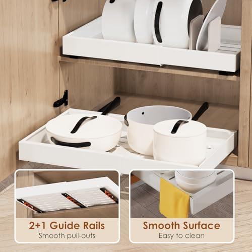 2 Pack Expandable Pull Out Cabinet Organizer 21" Deep, Adjustable Width ...