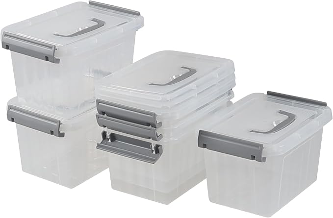 3 L Small Clear Storage Latch Box, 6 Pack Plastic Stackable Organizer Containers - Image 7
