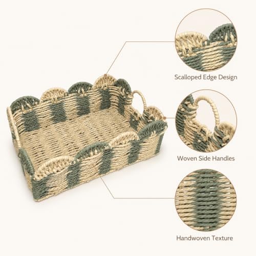 Rectangular Boho Decor Bin,Handmade Paper Rope Basket,Large