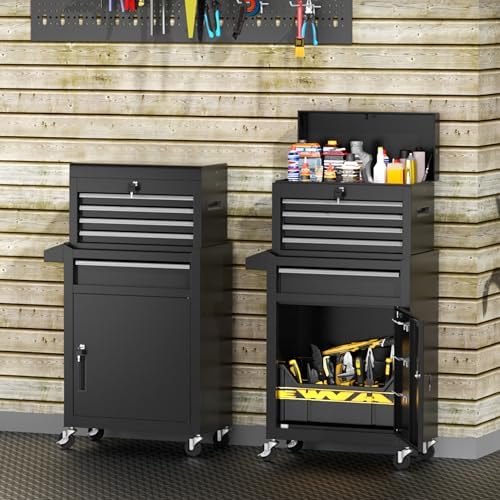 INTERGREAT Rolling Tool Chest with Wheels and 5 Drawers, Detachable Tool Cabi...