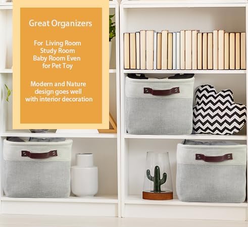 SIMPLE HOUSEWARE Large Fabric Storage Bin, 3 Pack - Image 6