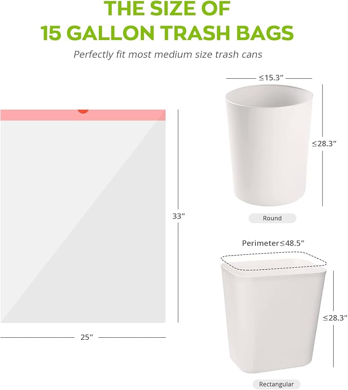 Heavy Duty 15 Gallon Drawstring Trash Bags - Image 3