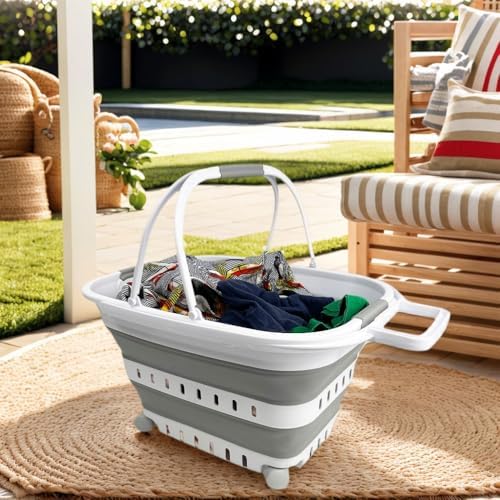 SAMMART 35L (9.24 Gallons) Collapsible Plastic Laundry Basket with Handle and...