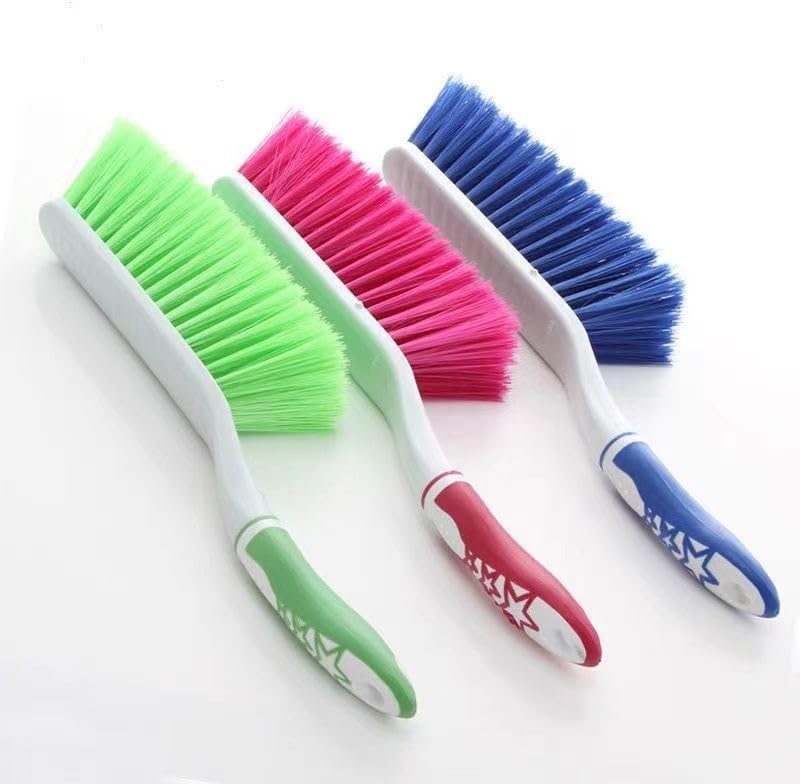 Hand Broom Cleaning Brush - Soft Bristle Dust Brush, for Cleaning Car Bed Sofa Draft Garden Furniture Clothes Wooden Handle (Deep Blue)