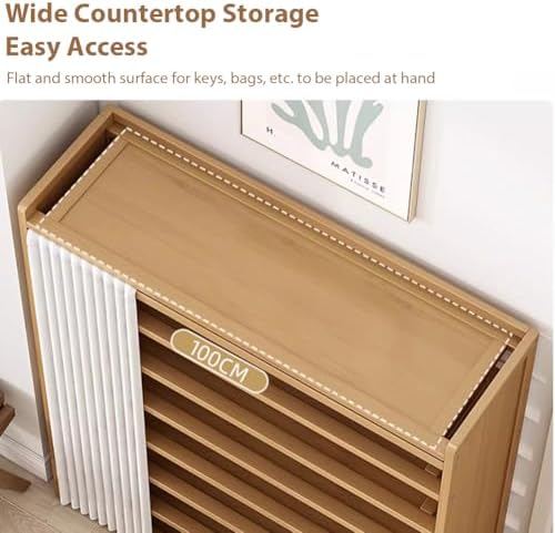 Shoe Rack with Cover, 6-Tier Bamboo Shoe Cabinet, Anti-Tipping Free-Standing ...