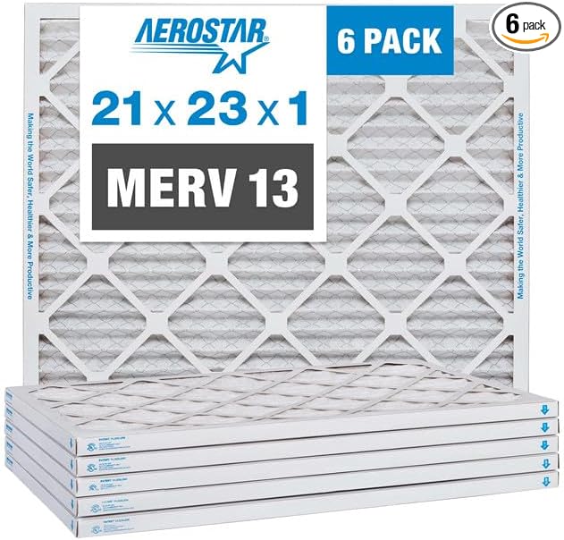 Aerostar 21x23x1 MERV 13 Pleated Air Filter, AC Furnace Air Filter, 6 Pack by AirFiltersDelivered