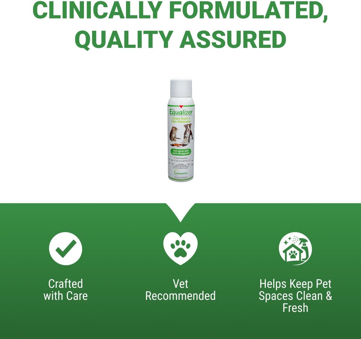 Vetoquinol Equalizer - Pet Carpet Cleaner & Stain Remover Support - Aids with Eliminating Odors - Multi-Surface Cleaner for Carpet, Cars & Furniture - Easy-to-Spray Spot Cleaner - 20oz