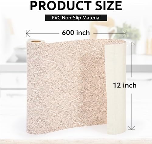 12X600 Inch Shelf Liner with Scissor & Tape Measure for Kitchen Cabinets,...