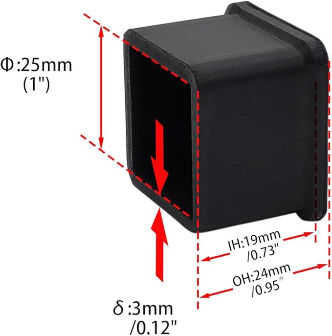 Flyshop Heavy Duty Non-Slip Rubber Leg Tips Floor Protectors Square Chair Leg - Image 2