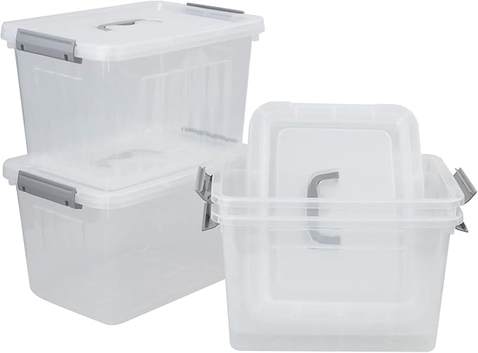 4-Pack Clear Plastic Storage Latch Box by Lesbin
