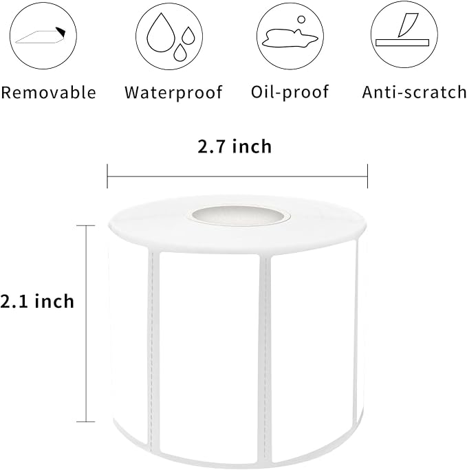 1×2 Inch White Removable Thermal Labels, Waterproof Thermal Label, 800 Sheets - Image 2