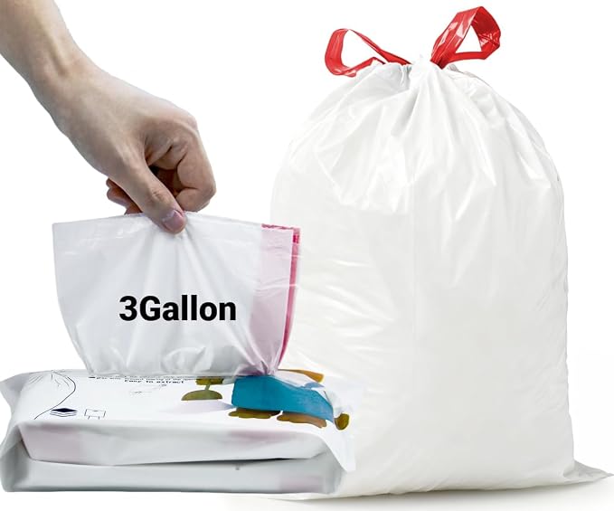 3 Gallon Trash bag Small White Drawstring Trash Bags, Tear-Free Heavy Duty - Image 8