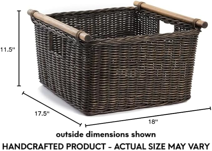 The Basket Lady Deep Pole Handle Wicker Storage Basket, Extra Large, 17.5 in L - Image 6