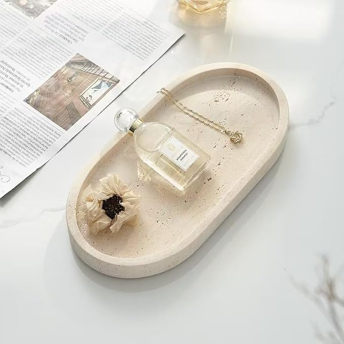 Natural Marble Tray, Oval Vanity Decorative Tray - Image 4