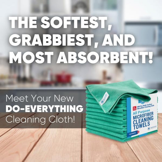 MW Pro Microfiber Cleaning Cloth | Green | Size 16" x 16" | All Purpose - Image 2