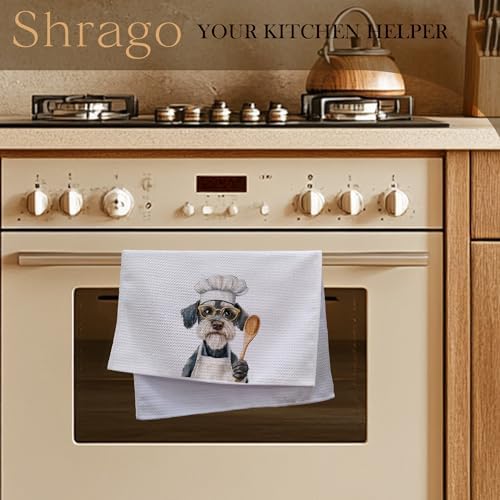 Funny Schnauzer Dog Kitchen Towels, Schnauzer Gifts for Women Men Dish Tea Towels for Kitchen, Dog Lovers Mom Dad Owner Gifts Decorative Hand Towels, 16x24 Inch