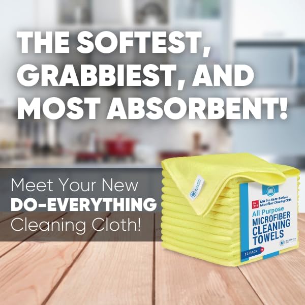 MW Pro Microfiber Cleaning Cloth | Yellow | Size 16" x 16" | All Purpose - Image 2