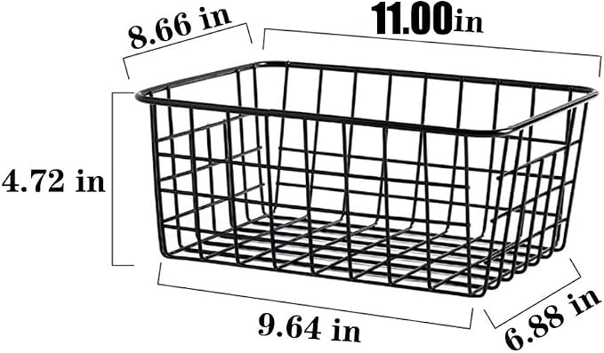 LeleCAT Wire Baskets with Handles Wire Storage Organizer Bin Baskets, Bedrooms - Image 2