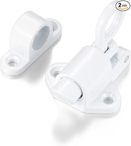 2 Packs Self-Closing Latches，White Spring Door Lock，Resilient Bolt Latch by INIRET