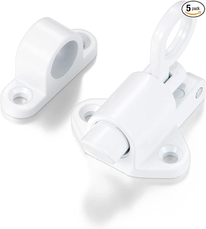 5 Packs Self-Closing Latches，White Spring Door Lock，Resilient Bolt Latch by INIRET