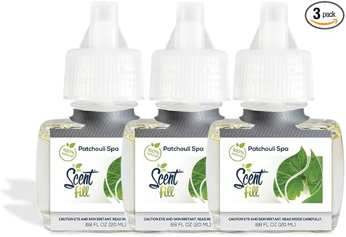 Scent Fill 100% Natural Patchouli Spa Plug in Air Freshener, Scented Oil Refills by ScentFill
