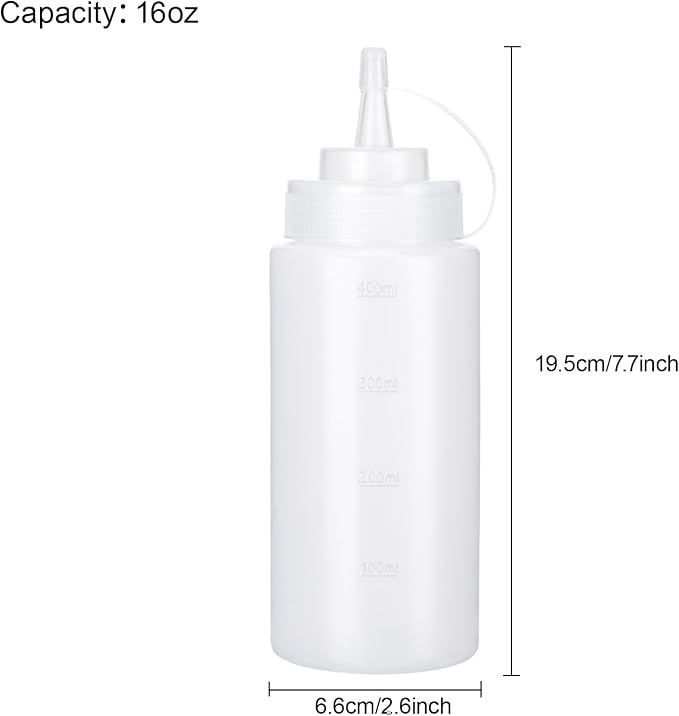 Condiment Squeeze Bottles Ketchup Dispenser, 4 Pack 16oz Squeeze Bottles - Image 2